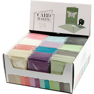 Kort og konvolutter Creativ Company Perlemor Kortstr 10,5x15 cm Konvstr 11,5x16,5 cm Ass Farger 120 sett/1 Pk