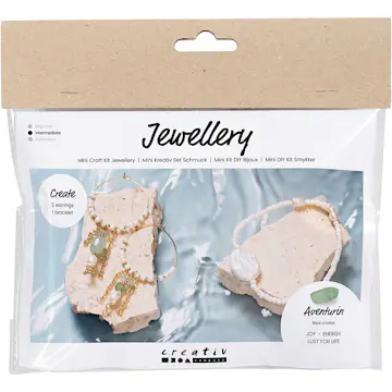 Hobbysett Creativ Company Mini DIY Kit Smykker Aventurine Mix Armbånd og Øreringer