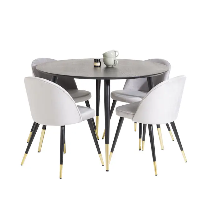 Spisegruppe Venture Home Dipp med 4 Velvet Stoler Rundt