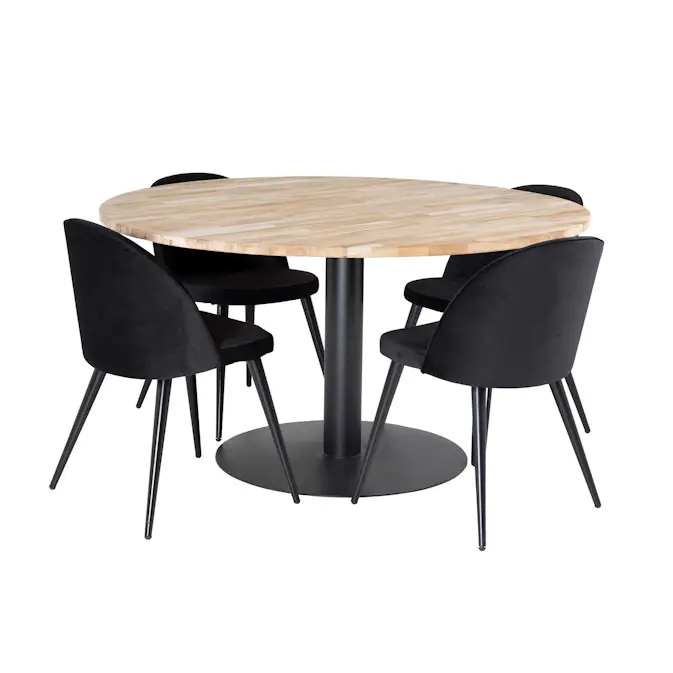 Spisegruppe Venture Home Cirebon med 4 Velvet Stoler