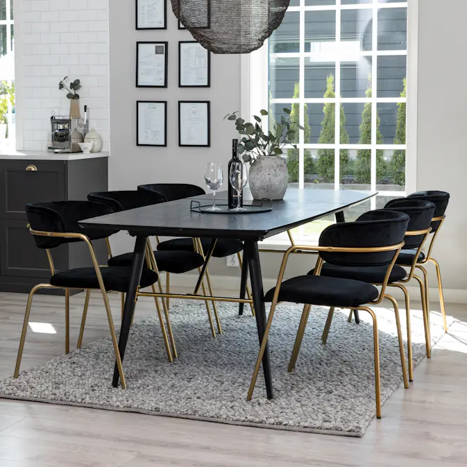 Spisegruppe Venture Home Gold med 6 Arrow Stoler