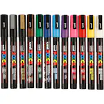 Tusj Creativ Company Posca Ass Farger Nr Pc-3M Strek 0,9-1,3 mm 12 Stk/1 Pk