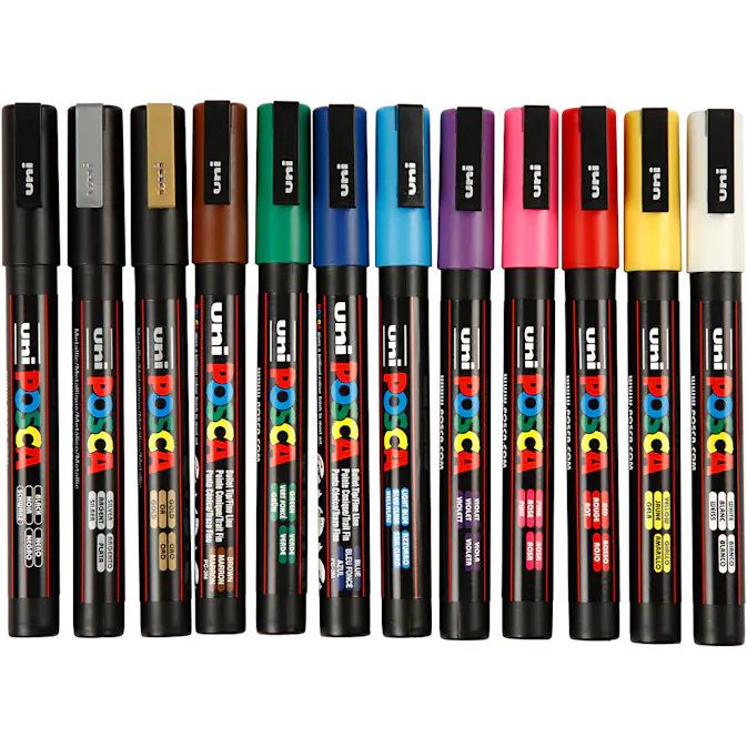 Tusj Creativ Company Posca Ass Farger Nr Pc-3M Strek 0,9-1,3 mm 12 Stk/1 Pk