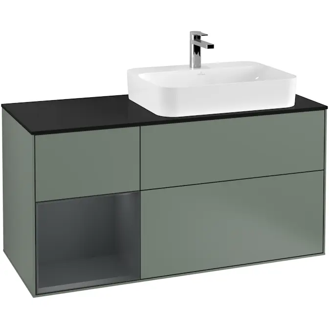 Tvättställsskåp Villeroy & Boch Finion med 3 Lådor Hylla och Bänkskiva för Ocentrerat Ytmonterat Tvättställ
