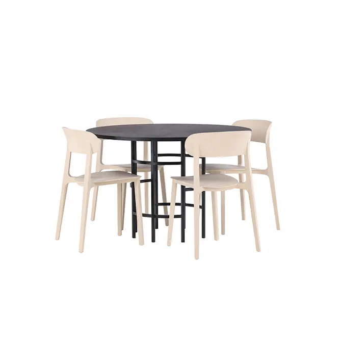 Spisegruppe Venture Home Copenhagen Ø 115 cm med 4 Åstol Stoler
