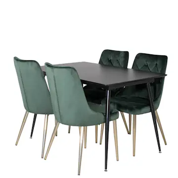 Spisegruppe Venture Home Silvia med Innleggsplate og 4 Vera Stoler Fløyel