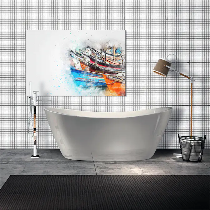 Mosaik Line Vit/Ret Blank 3x3 cm