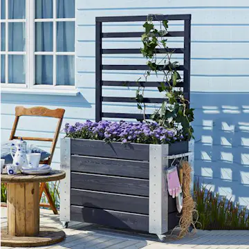 Blomsterkasse PLUS Cubic med espalier Svart 87x50x155 cm