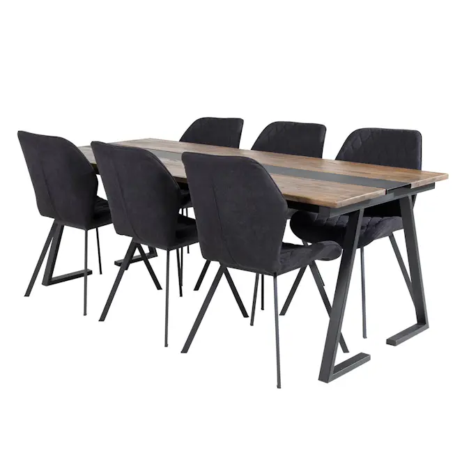 Spisegruppe Venture Home Jane med 6 Geneva Stoler