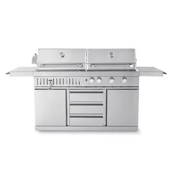 Frittstående Gass- og Kullgrill Myoutdoorkitchen Stainless Collection med 3 Brennere
