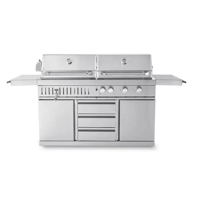 Frittstående Gass- og Kullgrill Myoutdoorkitchen Stainless Collection med 3 Brennere