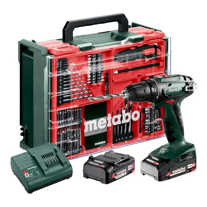 Batteridrill Metabo BS 18 2X2,0AH Workshop Sett