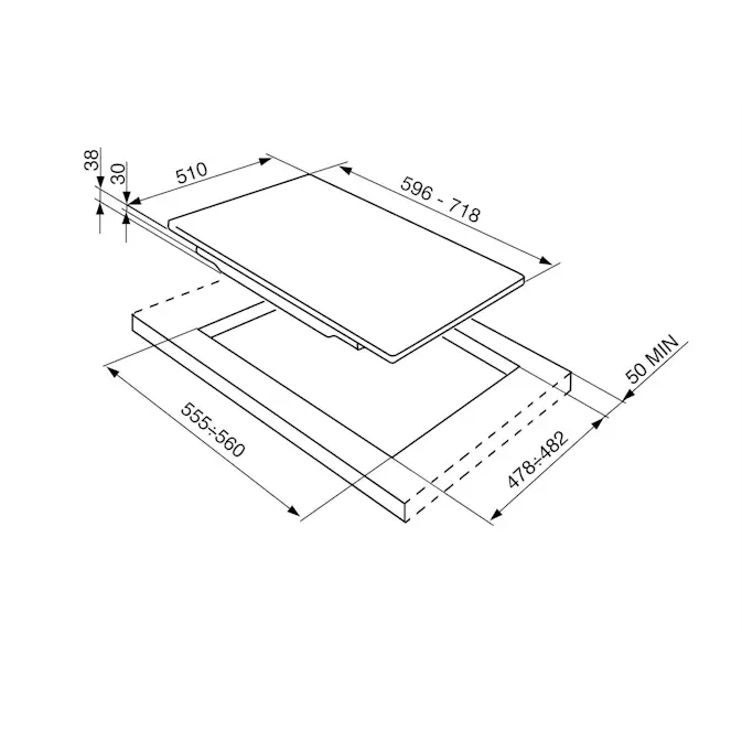 Gasskoketopp Smeg Piano Design P64ES