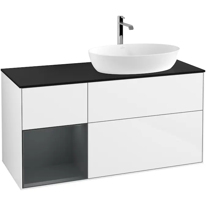 Tvättställsskåp Villeroy & Boch Finion med 3 Lådor Hylla och Bänkskiva för Ocentrerat Tvättställ från Artis & Collaro