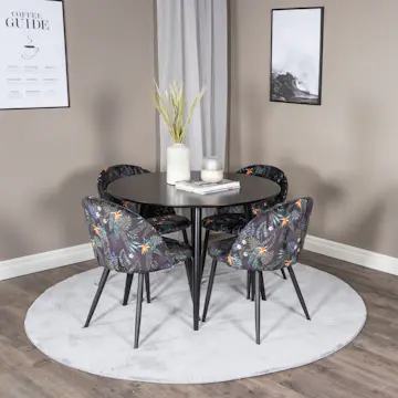 Spisegruppe Venture Home Plaza med 4stk Velvet Stoler