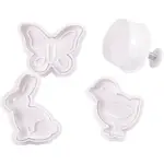 Utstikksformer Creativ Company med Preg Hvit Påskeegg Hare Kylling Sommerfugl 5 cm 4 St/1 Pk