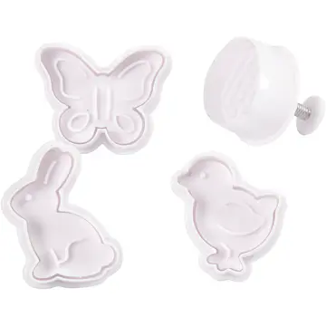 Utstikksformer Creativ Company med Preg Hvit Påskeegg Hare Kylling Sommerfugl 5 cm 4 St/1 Pk