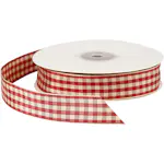 Rutete Bånd Creativ Company Gml Rød/Hvit 25 m/1 Rl