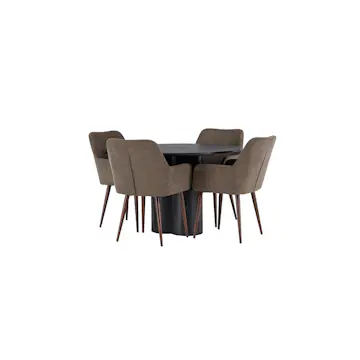 Spisegruppe Venture Home Olivia Ø110 cm med 4 stk Tomorrow Stoler