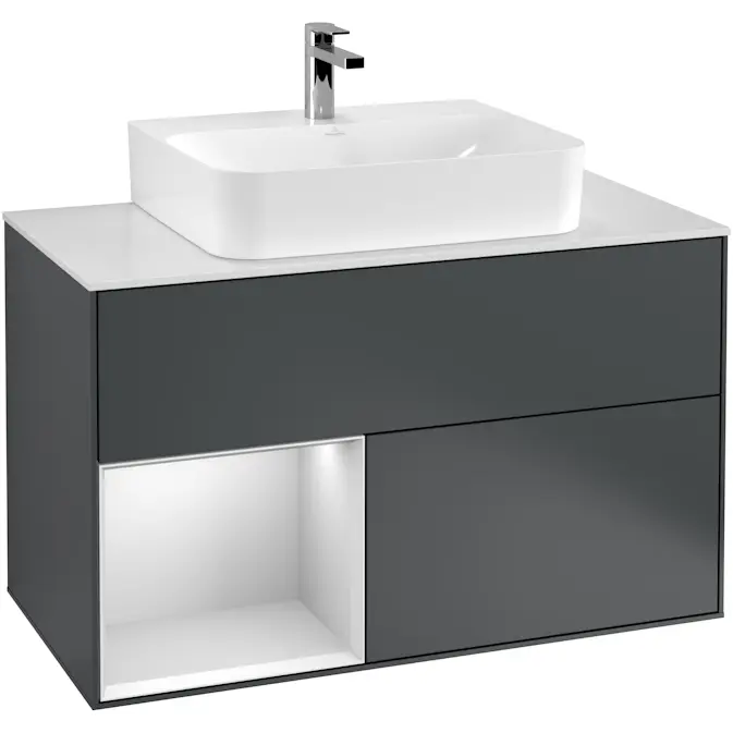 Tvättställsskåp Villeroy & Boch Finion med 2 Lådor Hylla och Bänkskiva för Centrerat Tvättställ
