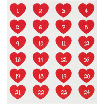 Klistremerker Creativ Company Kalendersiffrer Hjertan