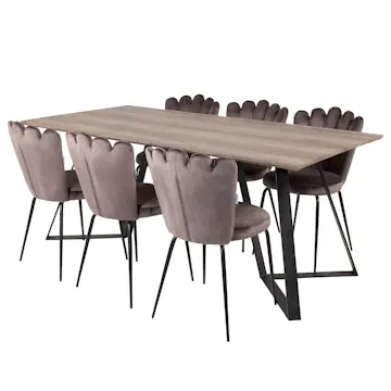Spisegruppe furniture/fashion Madde med 6 Limhamn Light Stoler