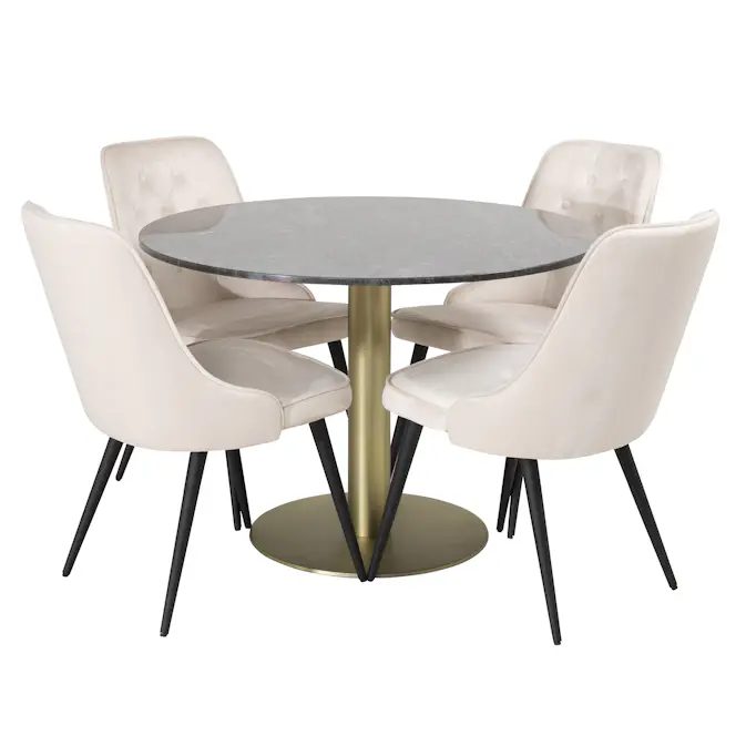 Spisegruppe Venture Home Estelle med 4 Vera Stoler Fløyel