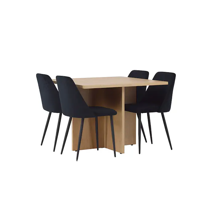 Spisegruppe Venture Home Leo med 4 Night Fløyel Stoler