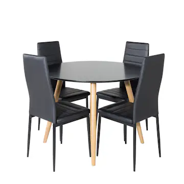 Spisegruppe Venture Home Plaza Ø100 cm med 4st Slim Spisestoler