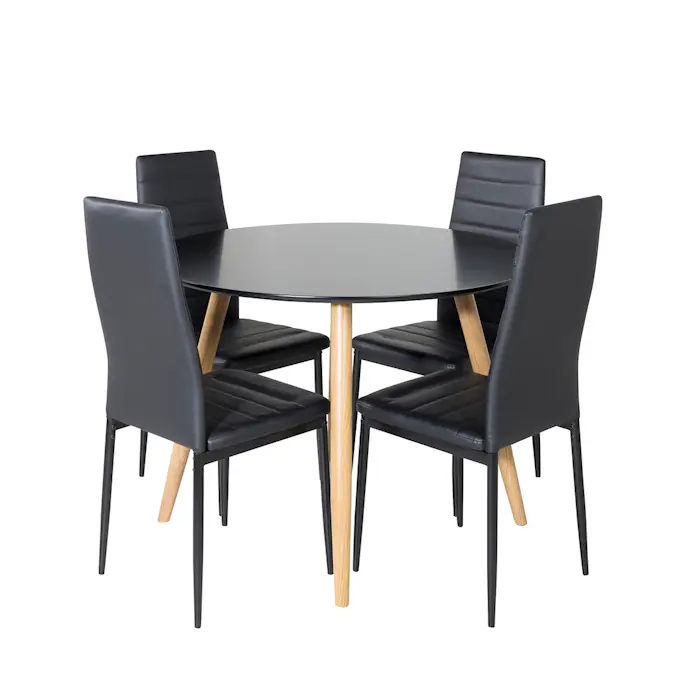 Spisegruppe Venture Home Plaza Ø100 cm med 4st Slim Spisestoler