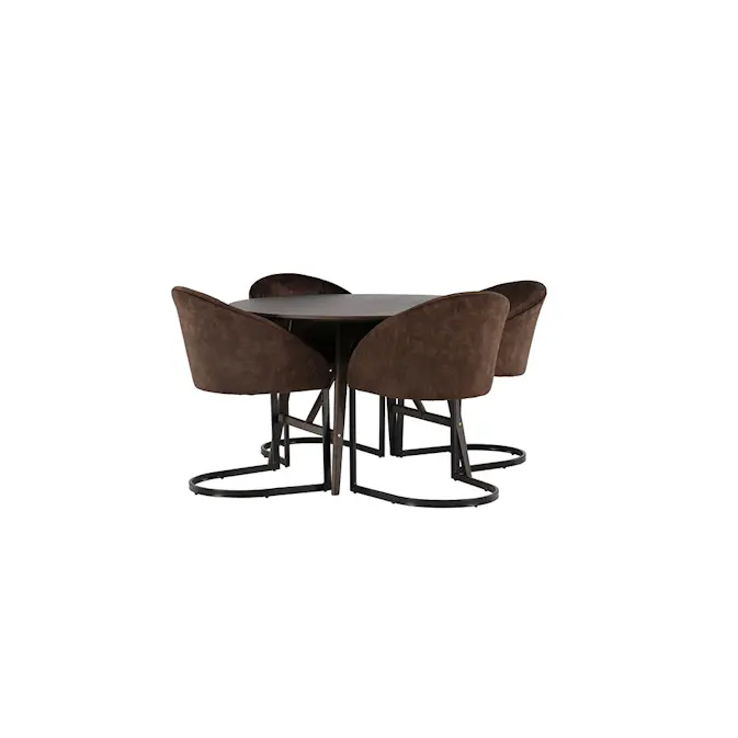 Spisegruppe Venture Home Kaseidon Ø100 cm med 4 stk Evening Stoler