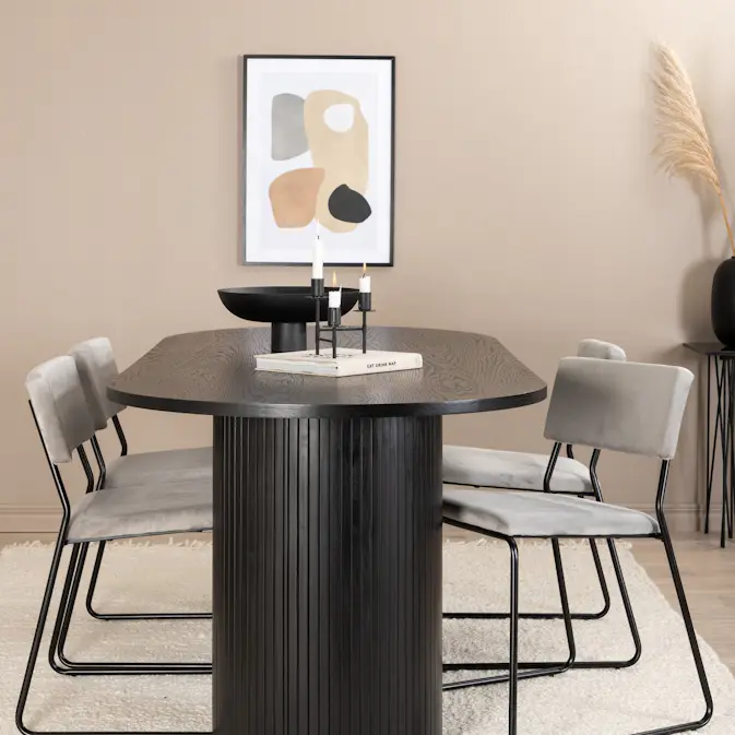 Spisegruppe Venture Home Bianca Sort med 4 Kungshamn Stoler