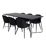 Spisegruppe Venture Home Annika Sort med 6 Valentina Stoler