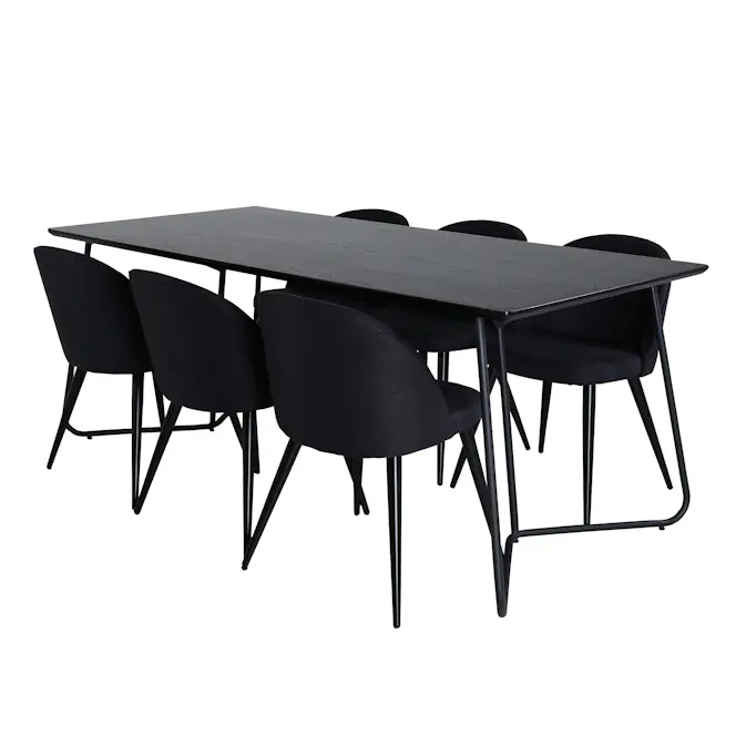 Spisegruppe Venture Home Annika Sort med 6 Valentina Stoler