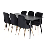 Spisegruppe Venture Home Dipp med 6 Velvet Deluxe Fløyel Stoler