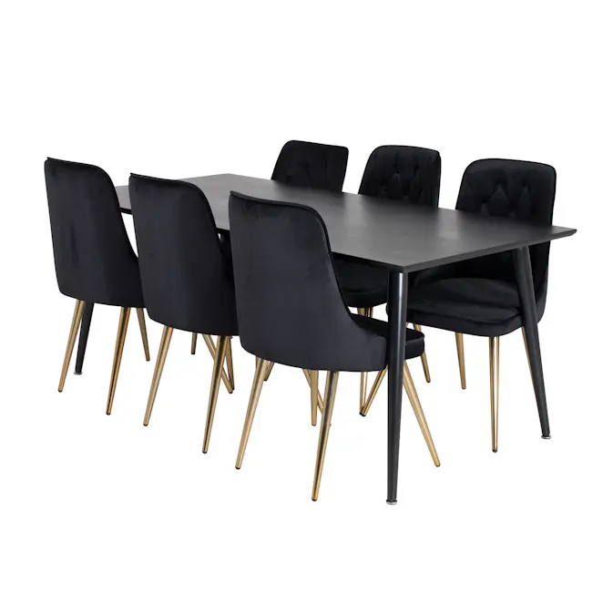 Spisegruppe Venture Home Dipp med 6 Velvet Deluxe Fløyel Stoler