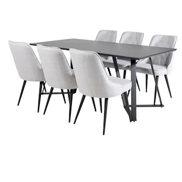 Spisegruppe Venture Home Madde med 6 Vera Stoler Polyester