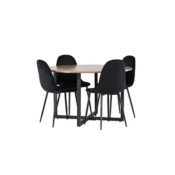 Spisegruppe Venture Home Durango Ø 120 cm med 4 Polar Stoler Fløyel