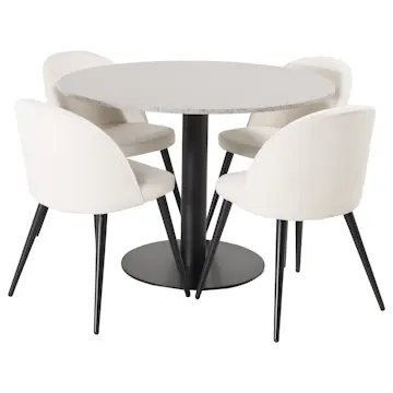 Spisegruppe Venture Home Roxanna med 4 Valentina Stoler Manchester