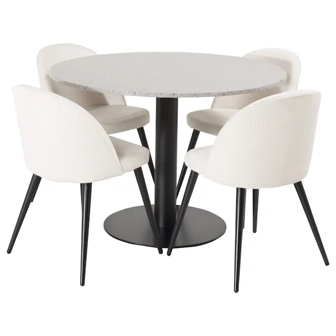 Spisegruppe Venture Home Roxanna med 4 Valentina Stoler Manchester