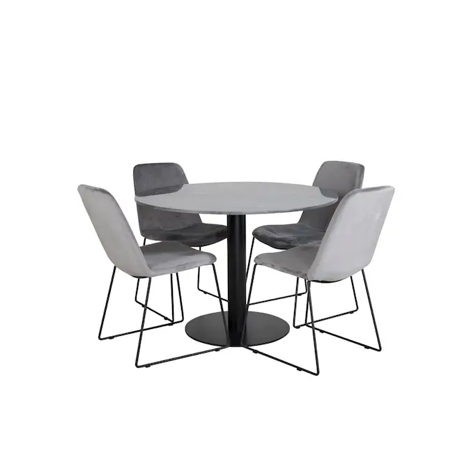 Spisegruppe Venture Home Estelle med 4 Muscot Stoler Fløyel
