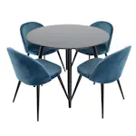 Spisegruppe Venture Home Plaza med 4stk Velvet Stoler