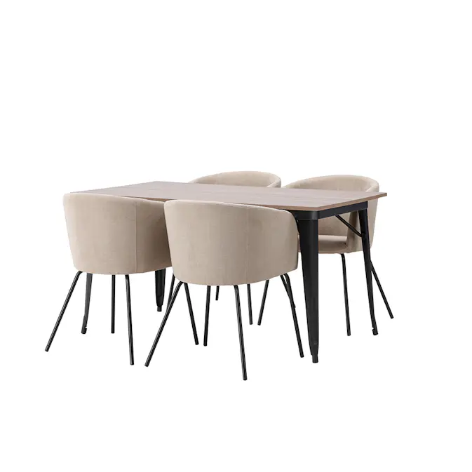 Spisegruppe Venture Home Tempe 140 cm med 4 Berit Stoler