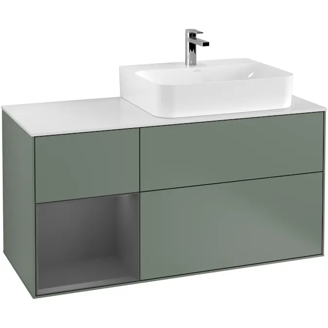 Tvättställsskåp Villeroy & Boch Finion med 3 Lådor Hylla och Bänkskiva för Ocentrerat Tvättställ