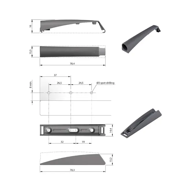Trykk Åpne Beslag Design K-push Komplett med Demper