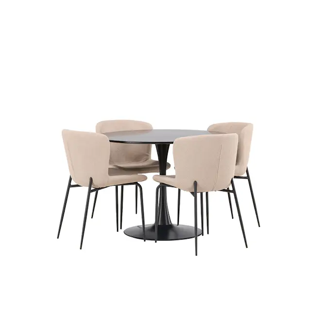 Spisegruppe Venture Home Glade Ø 100 cm med 4 Modesto Stoler