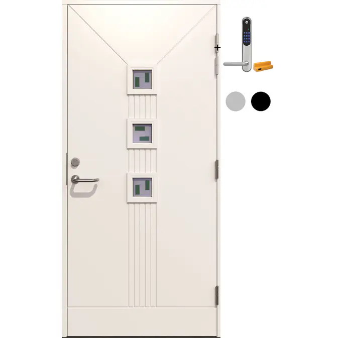 Ytterdør Gilje Linda 3 Glass med Yale Doorman Classic Home