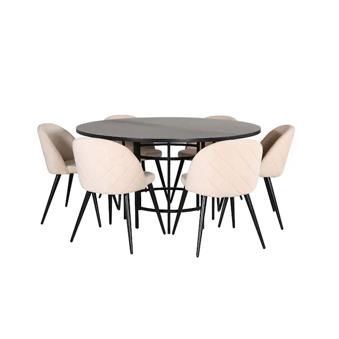 Spisegruppe furniture/fashion Copenhagen Ø140 cm med 6 Velvet Stoler