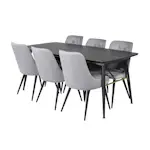Spisegruppe Venture Home Gold med 6 Velvet Deluxe Stoler