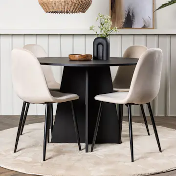 Spisegruppe Venture Home Bootcut Ø110 cm med 4 Polar Stoler Fløyel